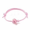 Natural Ocean White Jade(Dyed) Rondelle Beaded Cord Bracelet BJEW-JB08057-01-1