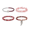 4Pcs 4 Style Natural Mixed Gemstone Beaded Stretch Bracelets Set BJEW-JB08878-4