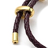 Brass Column Bar Link Bracelet with Leather Cords BJEW-G675-05G-08-3