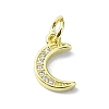 Moon Theme Brass Micro Pave Clear Cubic Zirconia Charms KK-H475-57G-11-1