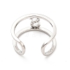 Clear Cubic Zirconia Initial Letter Open Cuff Ring RJEW-A012-01P-S-3