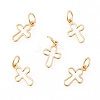 Brass Tiny Cross Charms X-KK-G258-02-NR-2