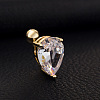 Teardrop 316L Surgical Stainless Steel Pave Cubic Zirconia Curved Barbell Belly Rings FS-WG221AF-02-2