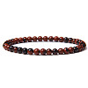 4mm Round Natural Mahogany Obsidian Beads Bracelet for Men X-KG3069-12-1