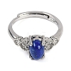 Oval Natural Lapis Lazuli Adjustable Rings RJEW-Q819-01P-03-3