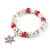 Trendy Glass Pearl Stretch Charm Bracelets X-BJEW-JB01697-05-1