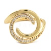 Rack Plating Brass Micro Pave Cubic Zirconia Open Cuff Rings for Women RJEW-Z059-31G-2