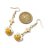 Handmade Seed Evil Eye & Cross Dangle Earrings EJEW-MZ00227-04-3