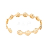 Brass Micro Pave Clear Cubic Zirconia Smiling Face Open Cuff Bangles for Women BJEW-S147-24G-3