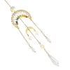 Star Moon Brass & Rainbow Chakra Glass Beads Suncatchers HJEW-TA00502-2