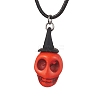 Halloween Theme Dyed Synthetic Turquoise Skull Pendant Necklaces NJEW-JN04848-4