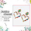 FIBLOOM 2 Pairs 2 Colors Rhinestone Hollow Out Heart Dangle Stud Earrings EJEW-FI0001-13-3