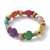 Beach Turtle Dyed Synthetic Turquoise Stretch Bracelets BJEW-JB10297-02-2