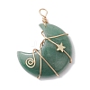 Natural Green Aventurine Copper Wire Wrapped Pendants PALLOY-JF02685-03-1