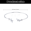 1Pc Elegant Brass Cubic Zirconia Leaf Cuff Bangles for Women BJEW-LP0003-33P-03-2