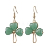 Natural Green Aventurine Pendant Clover Dangle Earrings EJEW-JE06074-01-1