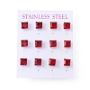 6 Pairs Tiny Cubic Zirconia Square Stud Earrings EJEW-G291-01C-M-1