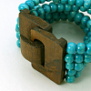 Wood Beads Multi strand Bracelets X-BJEW-E081-1B-3