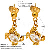 Ocean 304 Stainless Steel Pave Clear Cubic Zirconia Stud Dangle Earrings for Women WG7B930-03-1