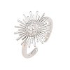 Sun Brass Micro Pave Cubic Zirconia Cuff Open Rings for Women CU-CBA0A21-05P-4
