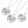Zinc Tibetan Style Alloy Angel Wing Heart Pendant Necklaces NJEW-G328-B10-1