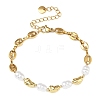 Nuggets 304 Stainless Steel & ABS Plastic Imitation Pearl Chain Bracelets BJEW-A169-07G-4