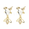 Brass Micro Pave Cubic Zirconia Fish Dangle Stud Earrings EJEW-K320-01G-22-1