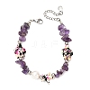 Natural Amethyst Chip Beads & Synthetic Turquoise Beaded Bracelets for Women BJEW-JB12416-01-2