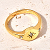 Flat Round with Star Pattern 304 Stainless Steel Micro Pave Clear Cubic Zirconia Finger Rings FS-WG7CEF6-03-2