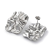 Non-Tarnish 304 Stainless Steel Textured Rectangle Ear Studs for Women EJEW-P234-14P-2