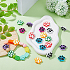 DICOSMETIC 21Pcs 7 Colors Dog Paw Print Food Grade Eco-Friendly Silicone Beads SIL-DC0001-31-6