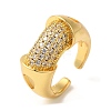 Brass Micro Pave Cubic Zirconia Open Cuff Rings RJEW-U008-28G-1