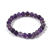 Natural Amethyst Beaded Stretch Bracelets BJEW-Q692-56-8mm-4