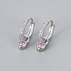 Brass Micro Pave Cubic Zirconia Hoop Dangle Earrings WG33AFF-03-1