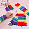 Rainbow Stripe Cotton Long Oversleeves for Clothing Protector AJEW-WH0009-20-3