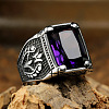 316L Stainless Steel & Cubic Zirconia Men's Vintage Carved Finger Rings FS-WG82D33-06-1