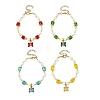 Brass Glass Butterfly Charm Bracelets BJEW-JB14180-3