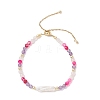 Natural & Synthetic Gemstone & Nuggets Baroque Pearl Keshi Pearl Beads Slider Bracelets BJEW-JB13260-02-2