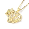 304 Stainless Steel Heart Pendant Necklaces with Cubic Zirconia NJEW-H029-01G-V-1