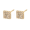 Square Brass Micro Pave Clear Cubic Zirconia Stud Earrings for Women EJEW-G428-12G-01-4