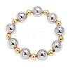 Brass Round Beaded Stretch Bracelets for Women BJEW-S159-01C-1