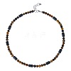 6MM Round Natural Tiger Eye and Column Natural Lava Rock Beaded Necklaces for Women Men LV4865-4-1