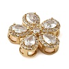 Brass Pave Cubic Zirconia 5-Petal Flower Multi-Strand Links KK-I276-30G-3