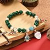Synthetic Malachite Round Beaded Stretch Bracelet X1-BJEW-TA00251-2