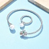 Heart Clover Brass Micro Pave Cubic Zirconia Cuff Bangles & Rings Sets for Women SJEW-R002-02P-01-1