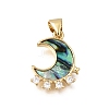 Brass Micro Pave Clear Cubic Zirconia Pendants CU-CBAF50C-03A-G-1