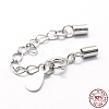 Anti-Tarnish Rhodium Plated 925 Sterling Silver Cord Ends STER-I016-129D-1