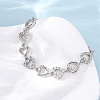 Brass Micro Pave Clear Cubic Zirconia Link Bracelets for Women BJEW-D342-03P-3