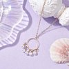 ABS Plastic Imitation Pearl with Brass Pendant Necklaces NJEW-JN04904-2