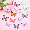 60Pcs 12 Colors  Polyester Butterfly Ornament Accessories FIND-SP0004-59-5